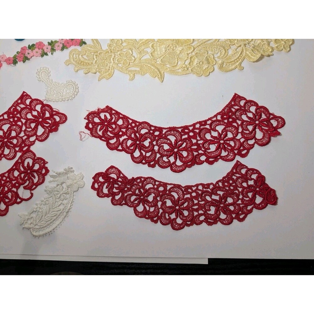 Vintage Venice Lace Applique Lot Mixed Colors Sizes Sew On Trim Craft Bridal Y2K - Picture 8 of 10